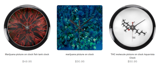 Clocks with cannabis Buds.THC